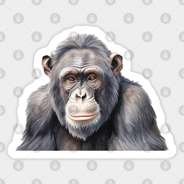 Watercolor chimpanzee monkey painting art Sticker by Arabic calligraphy Gift 